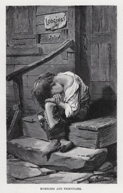 Hjemløs og venneløs (litho) av American School