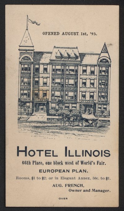 Hotel Trade Card (farget gravering) av American School