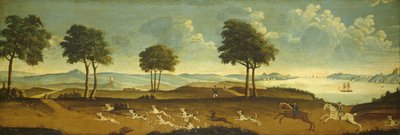 Jaktscene med havn, 1700-tallet av American School