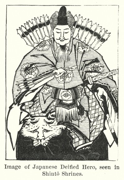 Bilde av Japanese Deified Hero, sett i Shinto-helligdommene (gravering) av American School