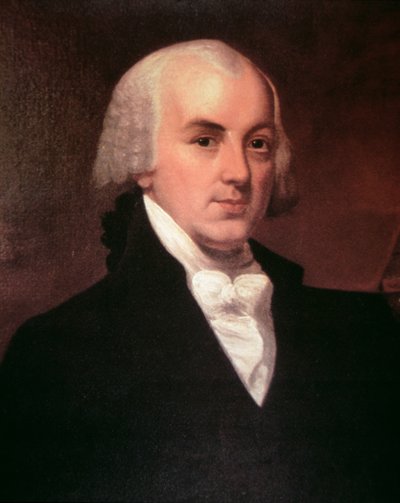 James Madison (1751-1836) (litho-farge) av American School