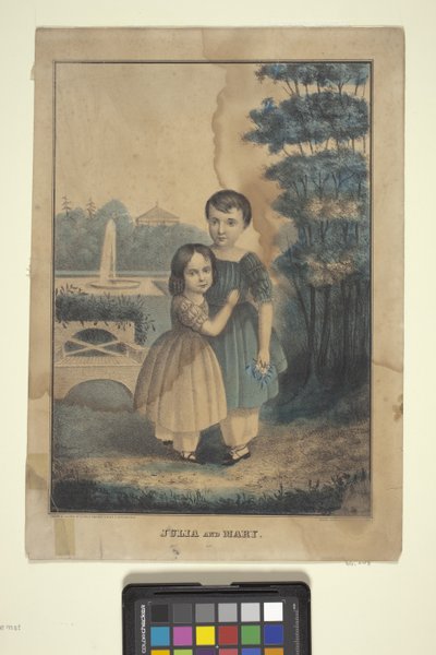 Julia And Mary (håndfarget litografi) av American School