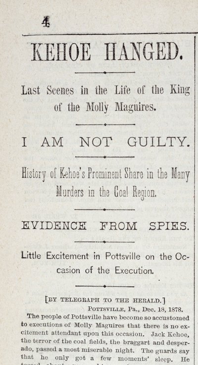 Kehoe Hanged, fra New York Herald, 19. desember, 1878 av American School
