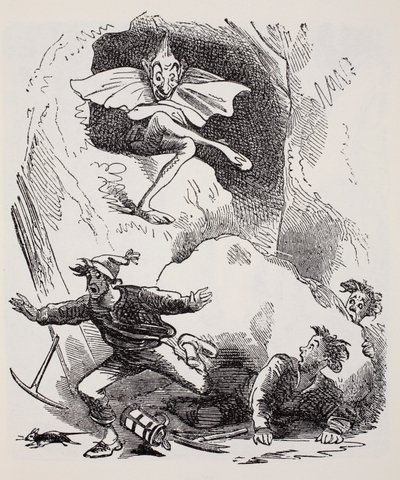 Kobolds, fra The World Guide to Gnomes, Fairies, Alves and Other Little People av Thomas Keightley (1789-1872) Publisert 1880, (BW Engraving) av American School