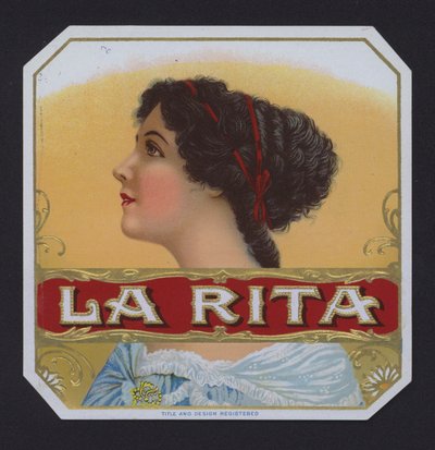 La Rita, sigaretikett (chromolitho) av American School