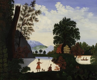 Landskap med indianere, 1880 av American School