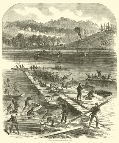 Legging av pongtongene for Sedgwicks korps, april 1863 av American School