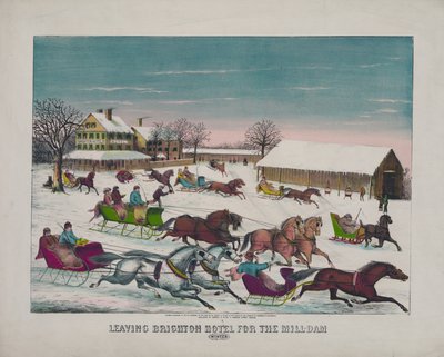 Forlater Brighton Hotel for Mill-Dam, vinter, ca. 1871 (trykk) av American School