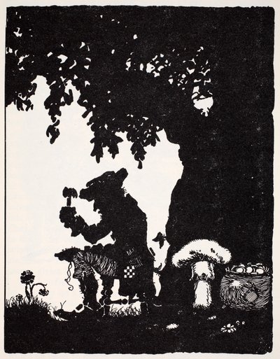 Leprechaun, fra The World Guide to Gnomes, Fairies, Alves and Other Little People av Thomas Keightley (1789-1872) Publisert 1880, (BW Engraving) av American School