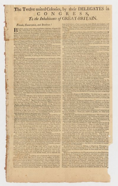 Brev fra de tolv forente kolonier til innbyggerne i Storbritannia av American School