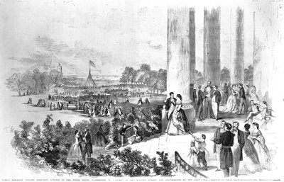 Lincolns mottakelse i Det hvite hus for keiser Napoleon (1808-73) fra Frank Leslies Illustrated Newspaper 17. august 1861 av American School