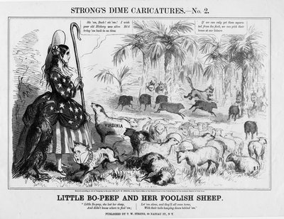 Lille Bo-Peep og hennes tåpelige sauer, utgitt av TW Strong, New York, 1861 av American School