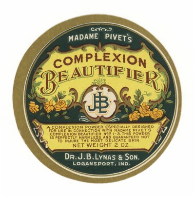 Madame Pivets Complexion Beautifier, etikett av American School