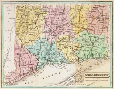 Kart over Connecticut, fra 