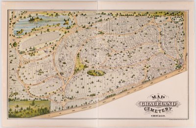 Kart over Graceland Cemetery, ca. 1875 av American School