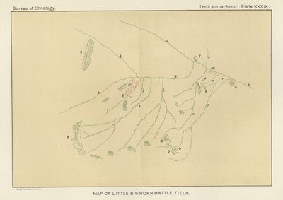 Kart over Little Bighorn Battlefield av American School