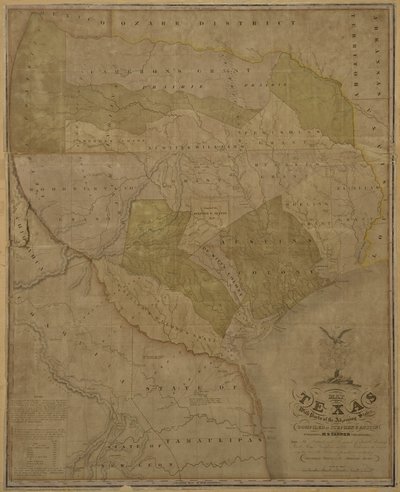 Kart over Texas med deler av de tilstøtende statene av American School