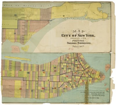Kart over byen New York, som viser dens politiske inndelinger og underavdelinger av American School
