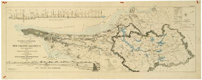 Kart over den nye Croton-akvedukten, den gamle akvedukten og Bronx River-rørledningen, også vannskillene til Croton, Bronx av American School