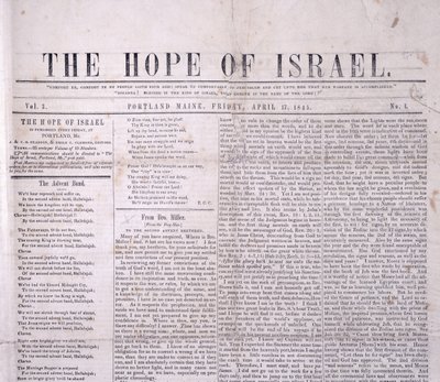 Masthode til The Hope of Israel, trykt Portland, Maine 17. april 1845 (trykk) av American School