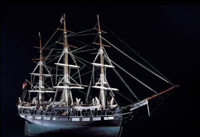 Modell av et hvalfangstfartøy fra 1700-tallet (tre) av American School