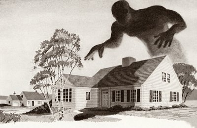 Pantemonster ruver over en familiebolig av American School