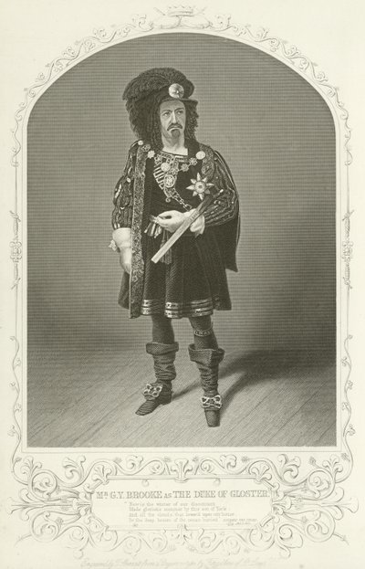 Mr G V Brooke som hertugen av Gloucester, Richard den tredje, akt I, scene I av American School