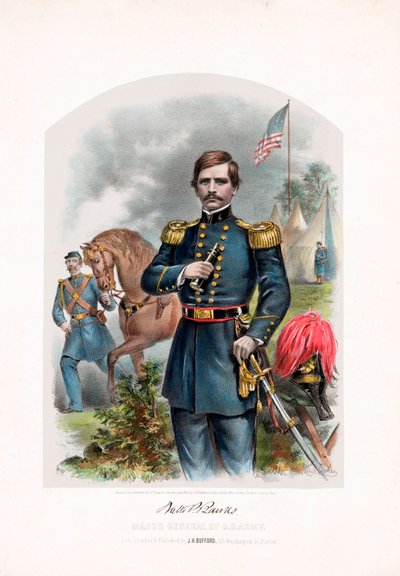 Nathaniel P. Banks, generalmajor i den amerikanske hæren, pub. 1861 fargelitografi av American School