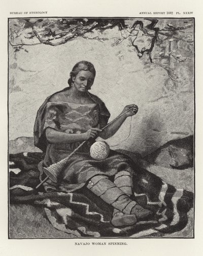 Navajo kvinne som spinner av American School