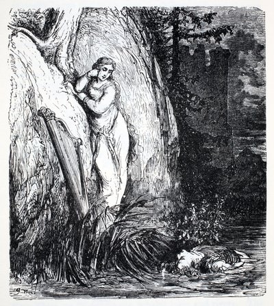 Nixes, fra The World Guide to Gnomes, Fairies, Alves and Other Little People av Thomas Keightley (1789-1872) Publisert 1880, (BW Engraving) av American School