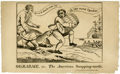 Ograbme, eller The American-Snapping Turtle, 1808 av American School