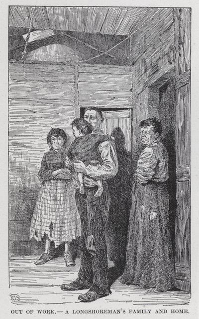 Ute av arbeid, en Longshoremans familie og hjem (litho) av American School