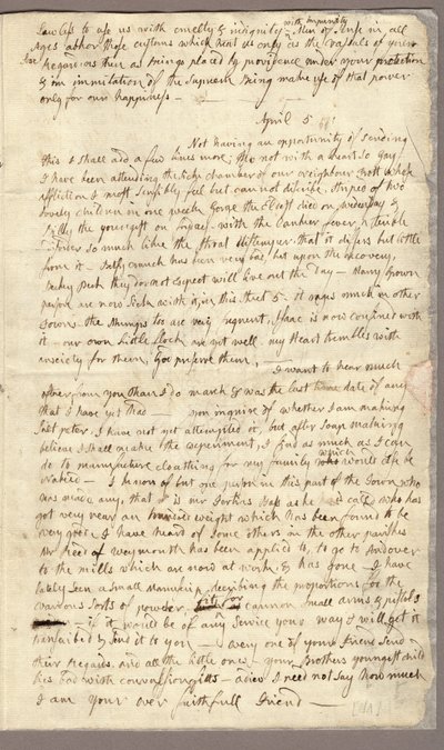 Side 3, Brev fra Abigail Adams til John Adams, 31. mars - 5. april 1776 (blekk på papir) av American School