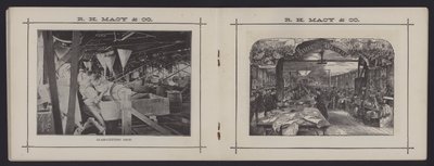 Sider fra et hefte om RH Macy & Co, New York, dvs. Macy's varehus (litho) av American School