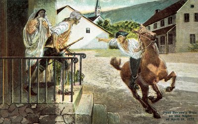 Paul Reveres rir natt til 18. april 1773 av American School
