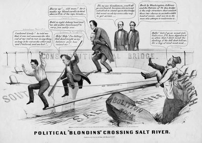 Politiske blondiner som krysser Salt River, utgitt av Currer & Ives, New York, 1860 av American School