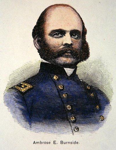 Portrett av Ambrose E. Burnside (farge litho) av American School