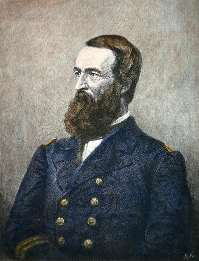 Portrett av David Dixon Porter (1813-91), admiral i den føderale marinen (farge litho) av American School