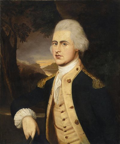 Portrett av major John Macpherson, ca. 1775–85 (olje på lerret på panel) av American School