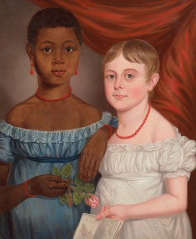 Portrett av to jenter, tidlig på 1800-tallet (olje på lerret) av American School