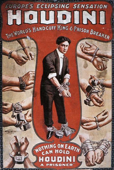 Plakat som reklamerer for en forestilling av Houdini av American School
