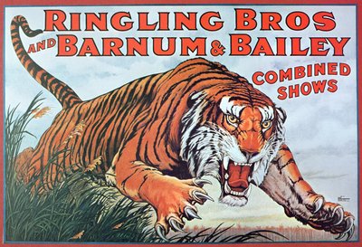 Plakat som annonserer «Ringling Bros. og Barnum & Bailey Combined Shows» av American School
