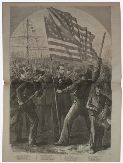 President Lincoln blir involvert i slaget ved Fort Stevens, illustrasjon fra "Harper