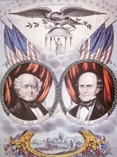 Presidentkampanjeplakat som viser Martin van Buren (1782-1862) og Charles F. Adams (1807-86) for 