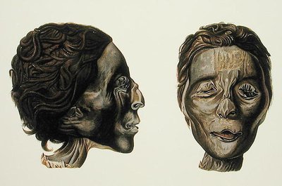 Profil og ansikt til en kvinnelig mumie fra Gizeh, bind II, plate XXVII fra 