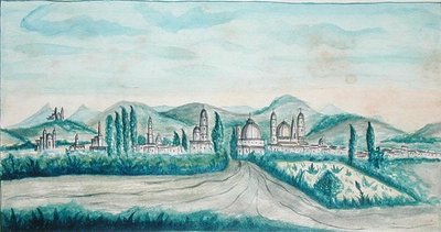Pueblo, Mexico (akvarell på papir) av American School