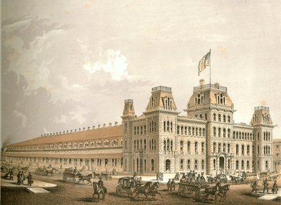 Railroad Depot, fra Chicago Illustrated, med litterære beskrivelser av James W. Sheahan, utgitt av Jevne & Almini, Chicago, 1866-67 av American School