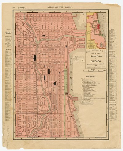 Rand McNally amp; Companys kart over den sentrale delen av Chicago, Illinois av American School