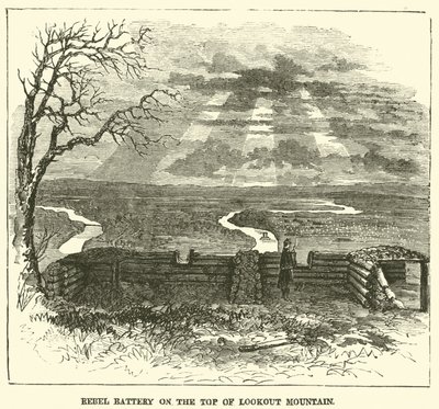 Rebel Battery på toppen av Lookout Mountain, november 1863 av American School