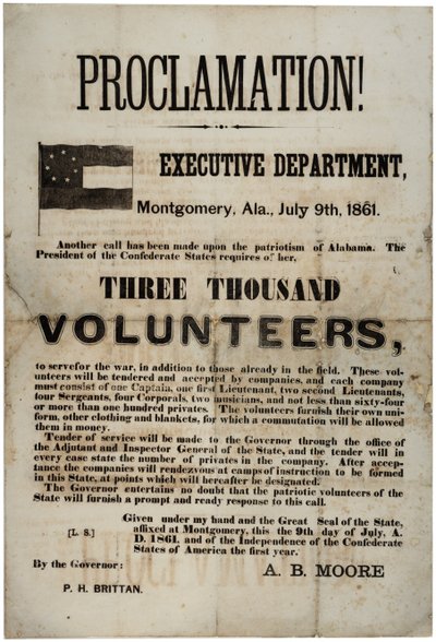 Rekruttering som ber om tre tusen frivillige, 9. juli 1861 av American School